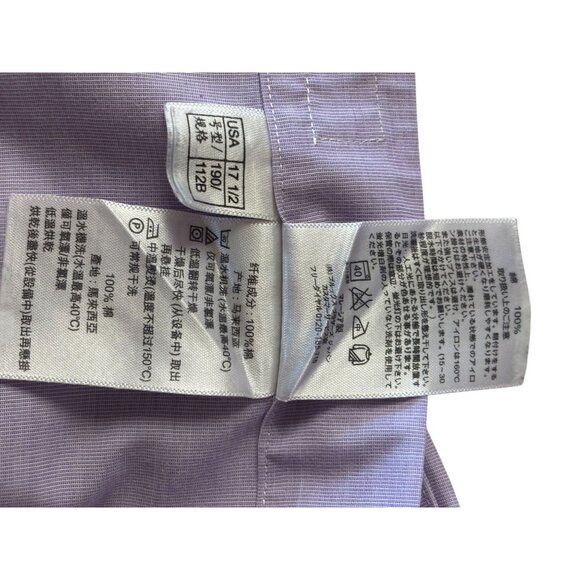 Brooks Brothers Mens Slim Fit Non-Iron Dress Shirt Size 17.5 Lavender Supima Cot - Picture 5 of 5